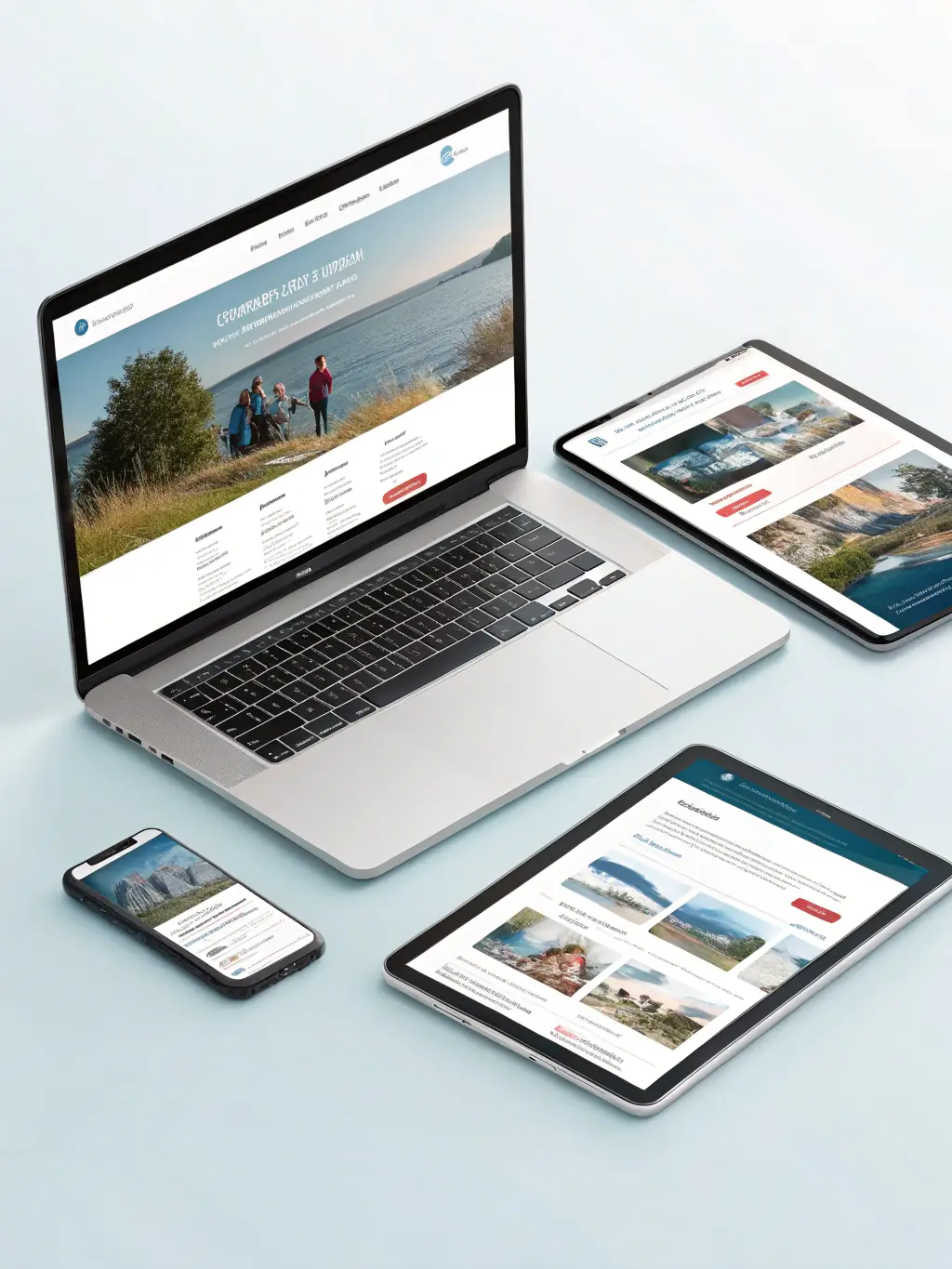 A clean, modern website design showcasing responsive layout on various devices, highlighting the adaptability of Nexom Studio's designs.